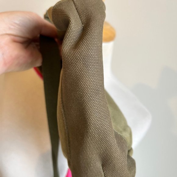 Lorna Jane Khaki Small Canvas Style Cross Body Bag w'  Long Strap - Picture 9 of 14